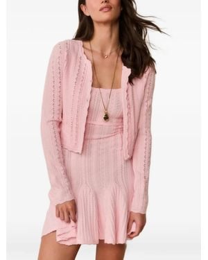 LoveShackFancy Pointelle-Knit Scalloped-Edge Cardigan - Pink