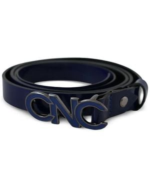 CoSTUME NATIONAL Logo-Buckle Patentt-Leather Belt - Blue