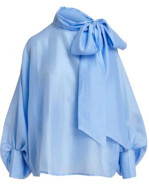 Essentiel Antwerp Karismatic Pussy-Bow Shirt - Blue