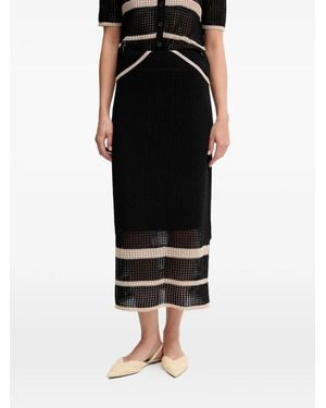 Joseph Ribkoff Striped Openwork Skirt - Black