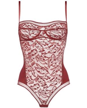 Eres Porte-Bonheur Lace-Panelled Bodysuit - Red