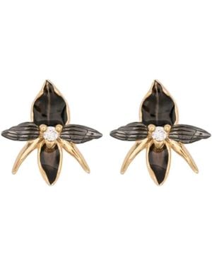 Shaun Leane Pendientes Con Orquídea Negra De Diamante - Negro