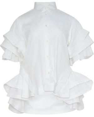 Noir Kei Ninomiya Ruffled Flared Shirt - White