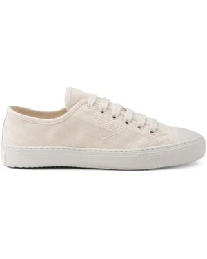 Prada Zapatillas con cordones y logo Triangle - Blanco