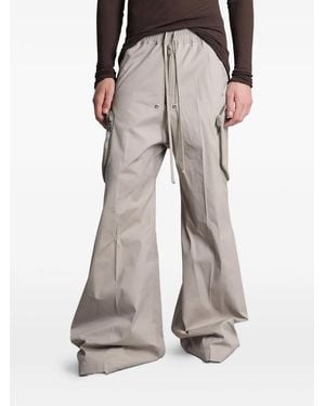 Rick Owens Heizer Belas Zip-Details Drawstring Cotton Trousers - Natural