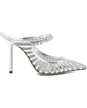 Jimmy Choo Bing Mules mit Kristallen 100mm - Weiß