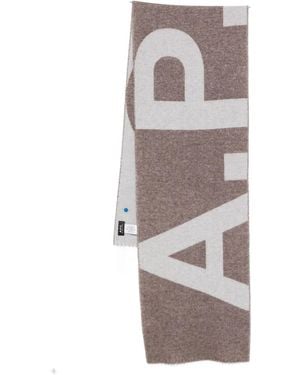 A.P.C. Intarsien-Schal mit Logo - Grau