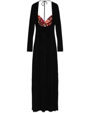 Marine Serre Scarf-Detailing Maxi Dress - Black