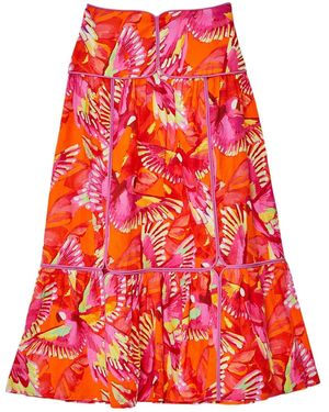 FARM Rio Jupe Mi-Longue Imprimée - Rouge