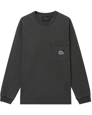 Alpha Industries Pocket-Detail Long-Sleeve T-Shirt - Grey