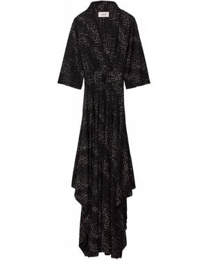 Ba&sh Vestido Tresor con cuello en V - Negro