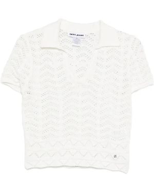 DKNY Collared V-Neck T-Shirt - White