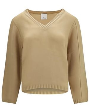 Allude V-Neck Cashmere Sweater - Natural