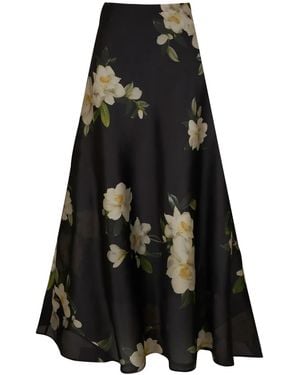 Zimmermann Harmony Floral-Print Silk-Organza Maxi Skirt - Black