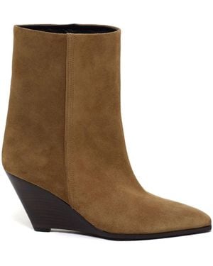 Closed 70Mm Suede Wedge Boots - Brown