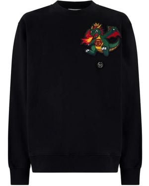 Philipp Plein Sweatshirt Mit Drachen-Patch - Schwarz