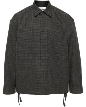 Jil Sander Striped Wool Shirt Jacket - Black