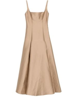 Roland Mouret Square-Neck Pleated Maxi Dress - Natural