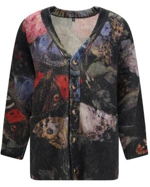 R13 Floral-Print Oversized Cardigan - Black