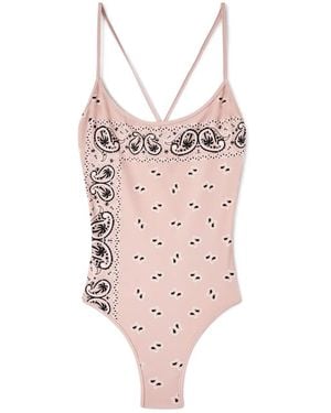 Palm Angels Paisley-Print Criss-Cross Swimsuit - Pink