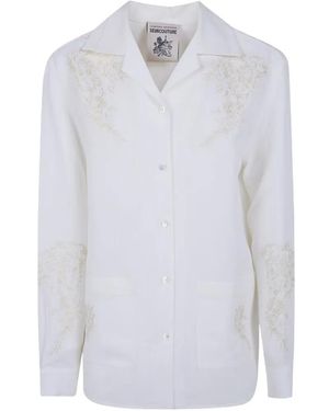 Semicouture Floral-Embroidered Shirt - White