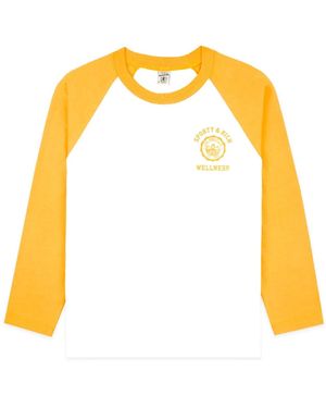 Sporty & Rich Emblem Baseball Cotton T-Shirt - Yellow