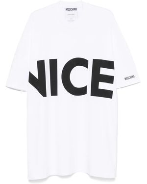 Moschino Abito Corto Con Stampa - Bianco