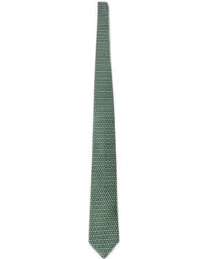 Ferragamo Hockey-Print Silk Tie - White