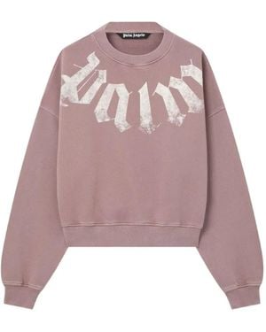 Palm Angels Felpa Girocollo Con Logo - Rosa