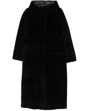 Simonetta Ravizza Nice Hooded Shearling Coat - Black