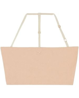 Courreges 2Nd-Skin Embroidered-Logo Bra Top - Natural