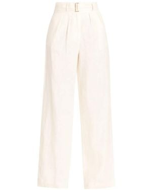 Hevron Linen Pants - White