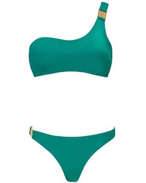 SOFIA ERHAN One-Shoulder Embellished-Detail Bikini - Green