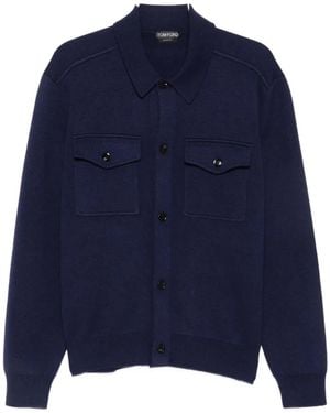 Tom Ford Button-Up Chest-Pocket Shirt Jacket - Blue
