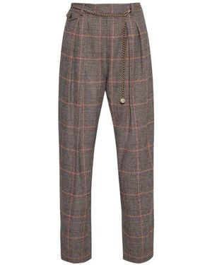 Cara Cara Emerson Plaid Chain-Link Trousers - Grey