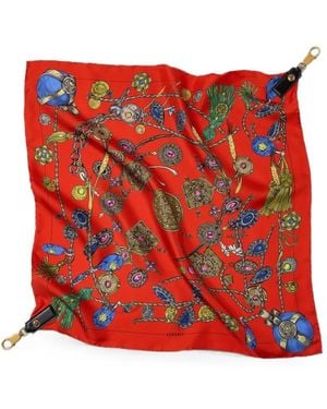 Versace Printed Silk Scarf Charm 55 Cm - Red