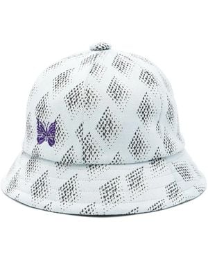 Needles Embroidered-Logo Bucket Hat - White