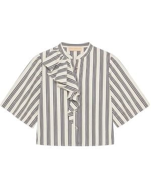 Ulla Johnson Perrine Gestreepte Blouse Met Ruches - Naturel