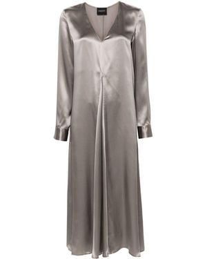 Simonetta Ravizza Silk Satin Maxi Dress - Grey