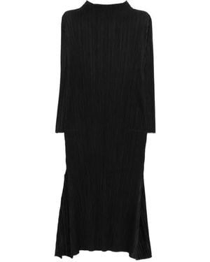 Pleats Please Issey Miyake Ole! A-Lijn Jurk Met Hoge Hals - Zwart
