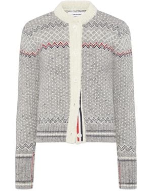 Thom Browne Cardigan Fair Isle - Grigio