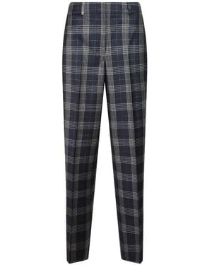 Peserico Check-Pattern Tailored Pants - Blue