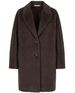 Peserico Brushed Notched-Lapel Coat - Brown