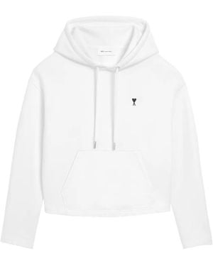 Ami Paris Sudadera Ami De Coeur De Algodón Con Capucha - Blanco