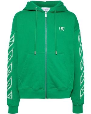 Off-White c/o Virgil Abloh Diag-Stripe Zip-Up Hoodie - Green