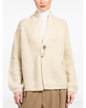 Frenckenberger Handstrick-Cardigan Mit Sicherheitsnadel - Natur