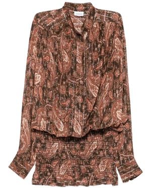 ANDAMANE Robe Rania À Imprimé Cachemire Et À Smocks - Brown