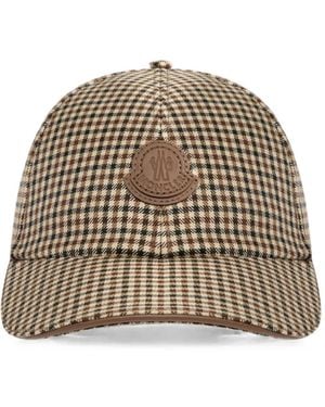Moncler Check Wool Baseball Cap - Natural