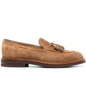 Brunello Cucinelli タッセル スエードローファー - ブラウン