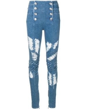 Balmain Vaqueros Pitillo Con Botones - Azul